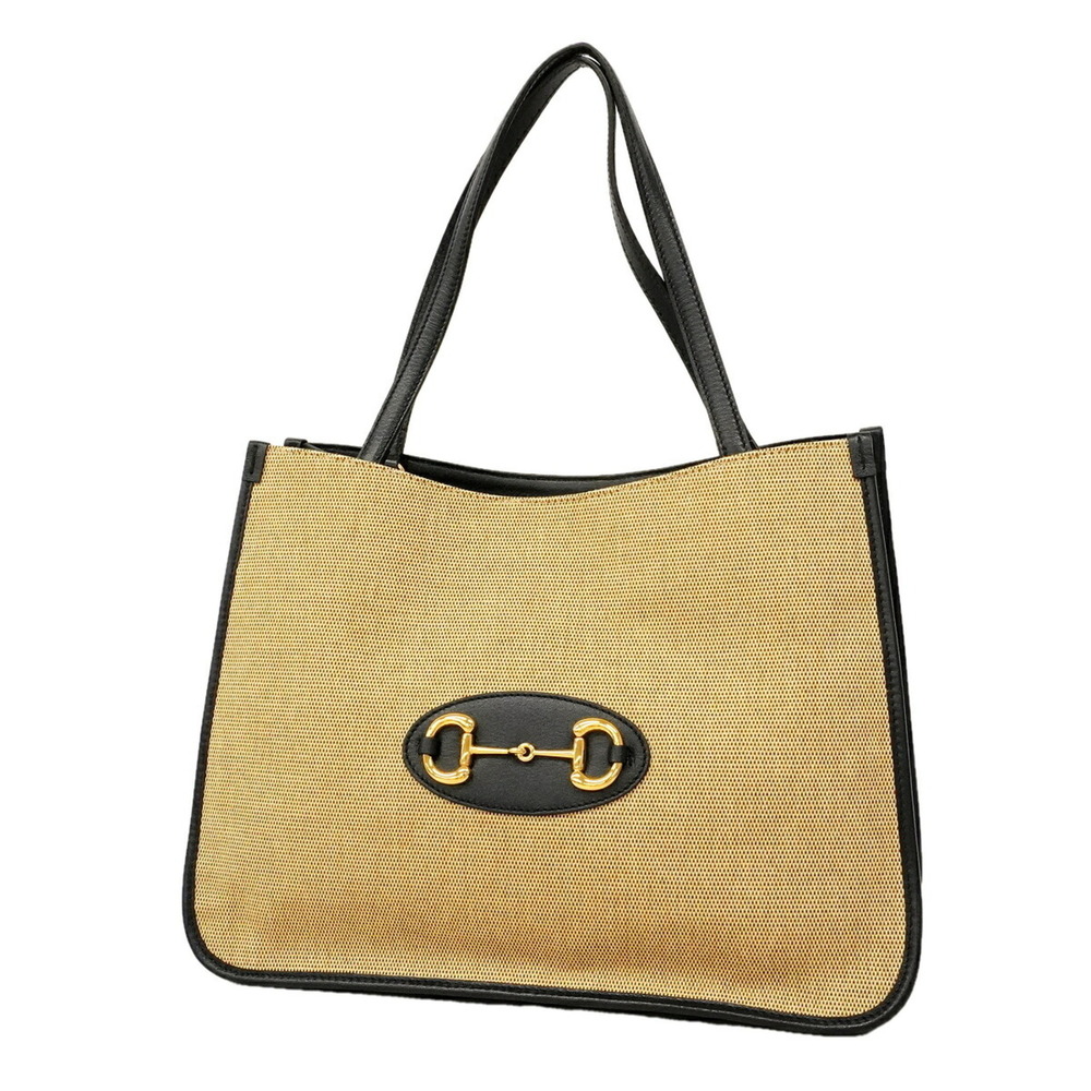 Gucci bag/tote bag, Horsebit design, 623694, canvas and leather, beige navy, ...